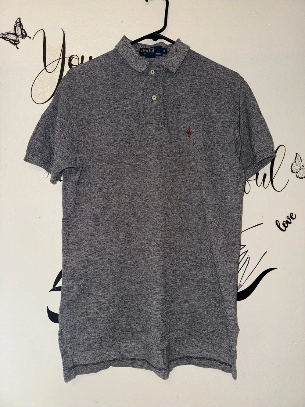 Ralph Lauren Gray Polo with Maroon Pony Logo
